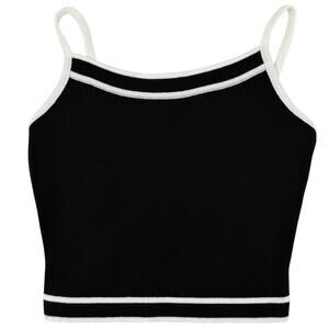 Dolce Vita Sweater Knit Tank Black Contrast Trim Crop Top Made in USA S Y2K